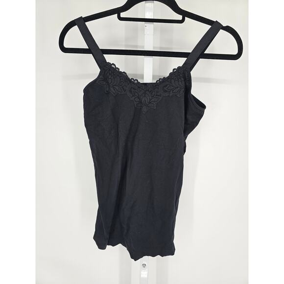 Vintage Y2K Ultra Teeze Womens layering Tank Top Black Lace Trim OS - Picture 1 of 4